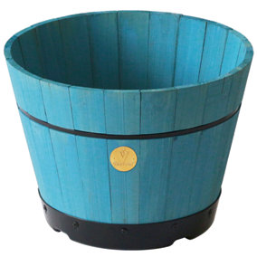 Outdoor Wooden Barrel Garden Planter - VegTrug  Small Build-a-Barrel Kit - Powder Blue (FSC 100%)