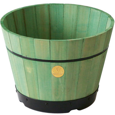 Outdoor Wooden Barrel Garden Planter - VegTrug Small Build-a-Barrel Kit - Sage Green (FSC 100%)