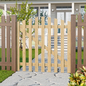Outdoor Wooden Garden Gate Fence Patio Gate Yard Entrance Way Door Security Barrier 120x120cm