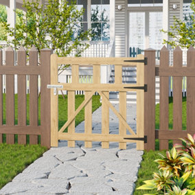 Outdoor Wooden Garden Gate Patio Gate Fence Security Barrier Yard Entrance Way Locable Door 3x4ft