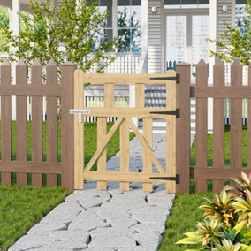 Outdoor Wooden Garden Gate Patio Gate Fence Security Barrier Yard Entrance Way Locable Door