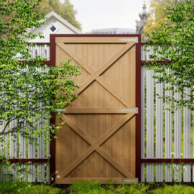 Outdoor Wooden Garden Gate Patio Gate Fence Security Barrier Yard Entrance Way Pine Door