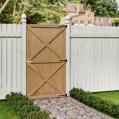 Outdoor Wooden Garden Gate Patio Gate Fence Security Barrier Yard ...