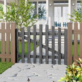 Outdoor Wooden Grey Yard Entrance Way Garden Pedestrian Gate Patio Locable Door Gate Fence Security Barrier 120x90