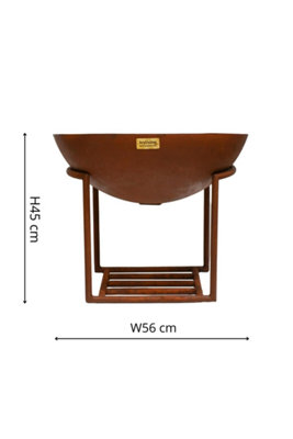Outdoor XL Cast Iron Fire Pit in Rust H49cm W80cm