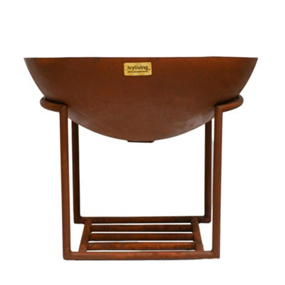 Outdoor XL Cast Iron Fire Pit in Rust H49cm W80cm