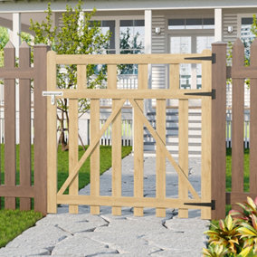 Outdoor Yard Entrance Way Garden Pedestrian Gate Patio Locable Door Gate Fence Security Barrier Wood