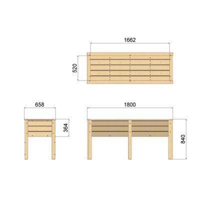 OutdoorGardens 1.8m Wooden Raised Deep Planter