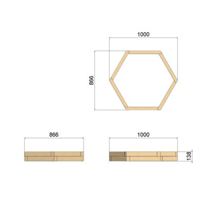 OutdoorGardens Stackable Wooden Hex Planter - 1000mm