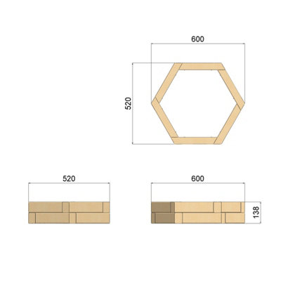 OutdoorGardens Stackable Wooden Hex Planter - 600mm