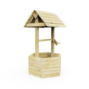 OutdoorGardens Wooden Wishing Well Decorative Planter