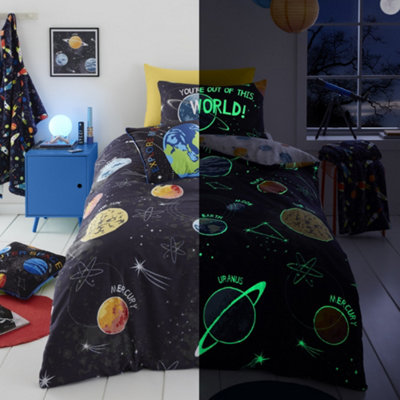 Outer Space Glow in the Dark Duvet Cover Set