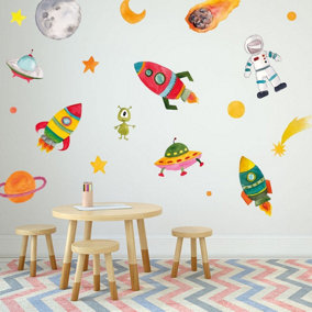 Outer Space Themed Wall Sticker Set