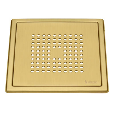 OUTLINE - Floor Grating. Brushed Brass. Pattern: Square. 200 x 200 mm.