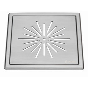 OUTLINE - Floor Grating in Brushed Stainless Steel, Pattern: Star