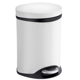 OUTLINE LITE - Pedal bin 6l. Soft Close in White Lacquered Stainless Steel