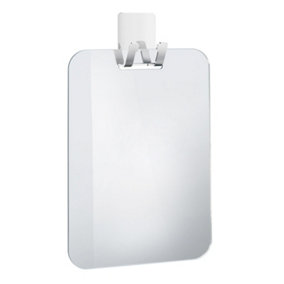 OUTLINE LITE - Plastic mirror with self-adhesive hook, chromed stainless steel
