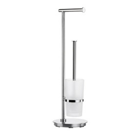 OUTLINE LITE - Toilet Roll Holder/Toilet Brush in Stainless Steel Polished incl Container