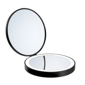 OUTLINE LITE - Travel Mirror, LED. x1/x7 magnification, Black, Diam 120 mm