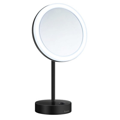 OUTLINE - Shaving and Make-up Mirror with LED-technology, dual light in matt black