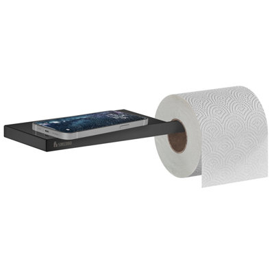OUTLINE - Toilet roll holder with Shelf. Black. 94 x 303 mm.