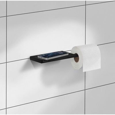 OUTLINE - Toilet roll holder with Shelf. Black. 94 x 303 mm. - 3