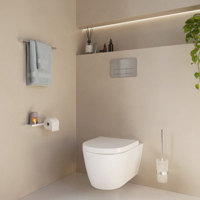 OUTLINE - Toilet roll holder with Shelf. Polished Chrome. Length 303 mm. - 4