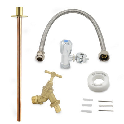Outside Garden Tap Kit - Self-Cutting, Easy DIY Installation with Hose ...