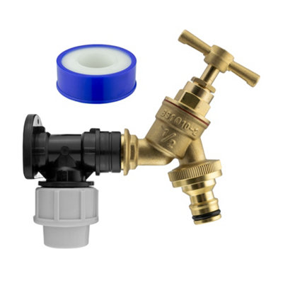 Garden Tap Outside Tap Kit With Brass Wall Plate Elbow or Through plate