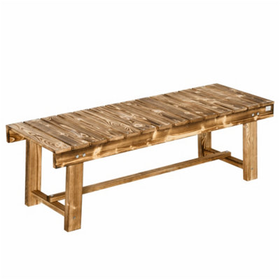 Outsunny 1.1M Outdoor Garden Bench Patio Loveseat Fir Solid Wood 2 Person Carbonised