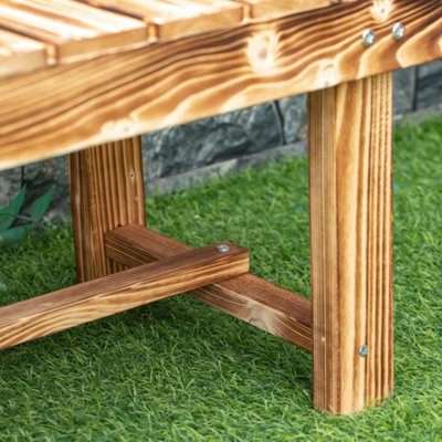 Outsunny 1.1M Outdoor Garden Bench Patio Loveseat Fir Solid Wood 2 Person Carbonised - 8