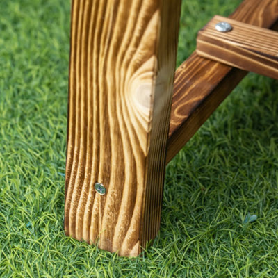 Outsunny 1.1M Outdoor Garden Bench Patio Loveseat Fir Solid Wood 2 Person Carbonised - 9