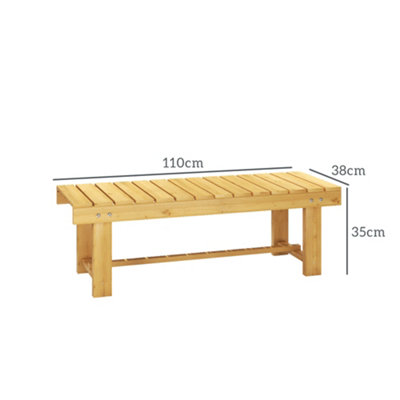 Outsunny 1.1M Outdoor Garden Bench Patio Loveseat Fir Solid Wood 2 Person - 3