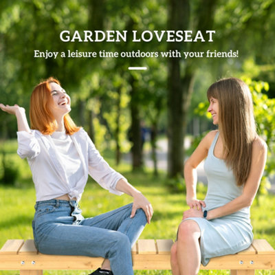 Outsunny 1.1M Outdoor Garden Bench Patio Loveseat Fir Solid Wood 2 Person - 4