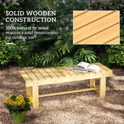 Outsunny 1.1M Outdoor Garden Bench Patio Loveseat Fir Solid Wood 2 Person - 5