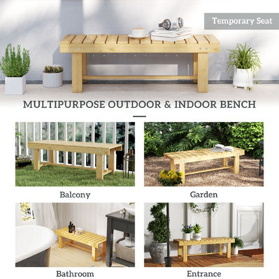 Outsunny 1.1M Outdoor Garden Bench Patio Loveseat Fir Solid Wood 2 Person - 7