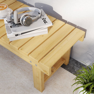 Outsunny 1.1M Outdoor Garden Bench Patio Loveseat Fir Solid Wood 2 Person - 9