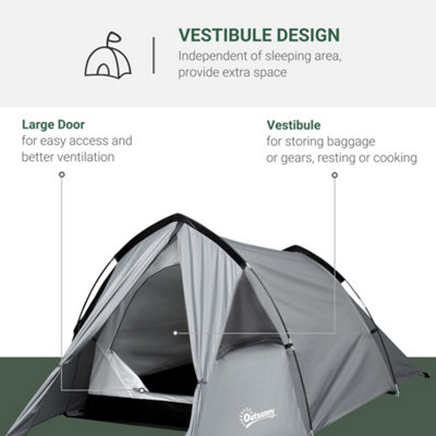 Outsunny 1-2 Man Camping Dome Tent Porch Mesh Window Double