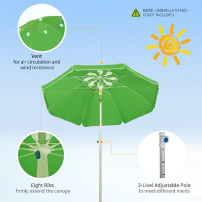 Outsunny 2m Beach Parasol with Sides Fishing Umbrella Tilt, UV30+