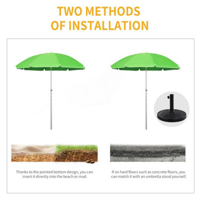 Outsunny 2m Beach Parasol with Sides Fishing Umbrella Tilt, UV30+, Green