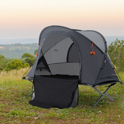 Outsunny 1 Person Camping Tent Cot w Self Inflating Air Mattress Carry Bag