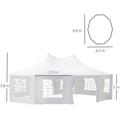 Outsunny 10 Sides Heavy Duty Tent Gazebo Outdoor Party Wedding Event Marquee