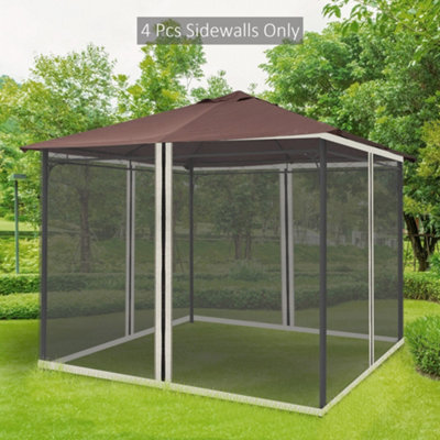 Outsunny 10 x 10ft Gazebo Replacement Mosquito Netting Screen Walls Black