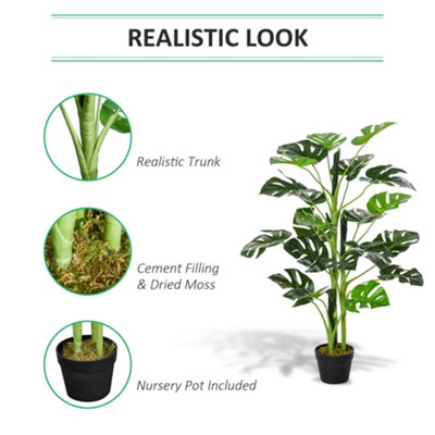 Outsunny 100cm/3.3FT Artificial Monstera Tree Fake Plant in Pot Indoor Outdoor - 4