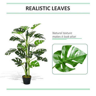 Outsunny 100cm/3.3FT Artificial Monstera Tree Fake Plant in Pot Indoor Outdoor - 6