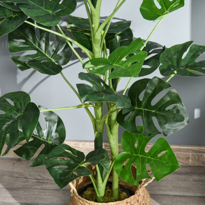Outsunny 100cm/3.3FT Artificial Monstera Tree Fake Plant in Pot Indoor Outdoor - 9