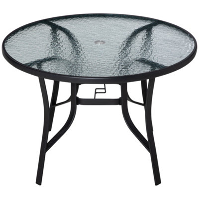 Round patio clearance table with umbrella