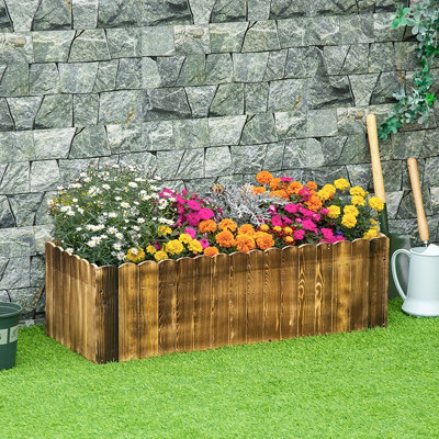 Outsunny 109L Raised Flower Bed Garden Container Box Planter Display Wood