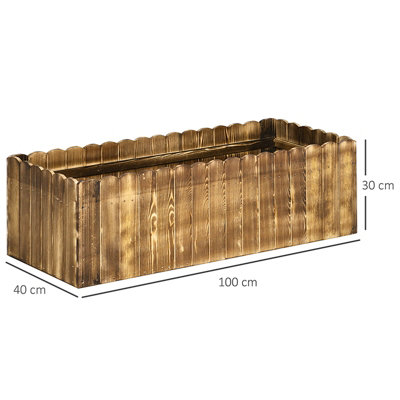 Outsunny 109L Raised Flower Bed Garden Container Box Planter Display Wood