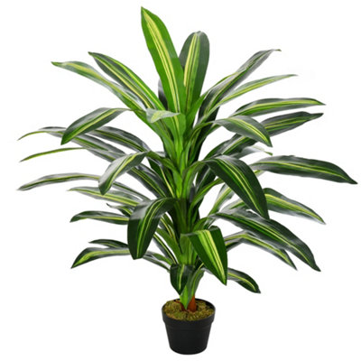 Outsunny 110cm/3.6FT Artificial Dracaena Plant Fake Tree Potted Home Office